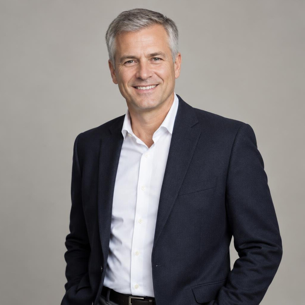 Portrait of a smiling man in a dark blazer